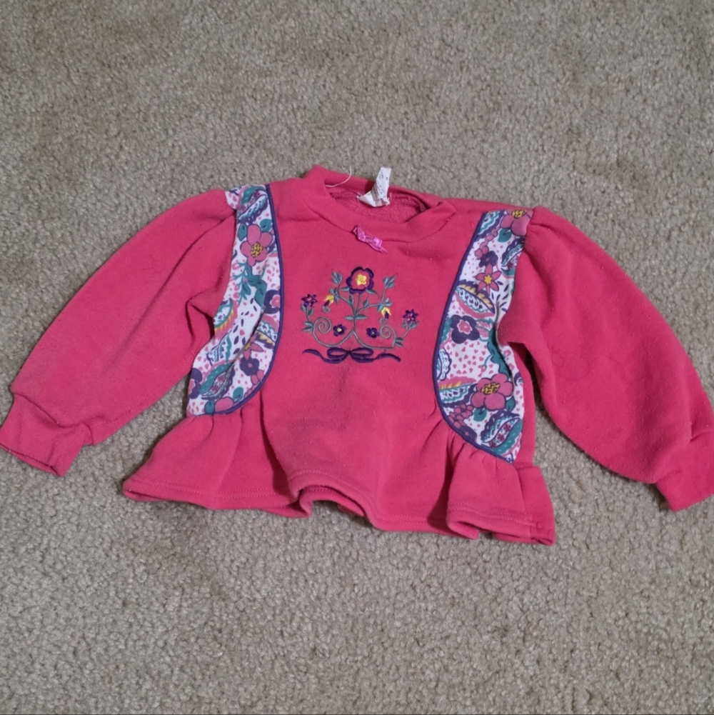 Vintage 90s Floral Pink Kids Top 18 Month